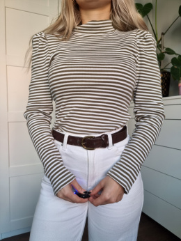 Pruhovaná bavlněná halenka s nabíranými rukávy
