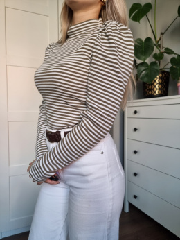 Pruhovaná bavlněná halenka s nabíranými rukávy