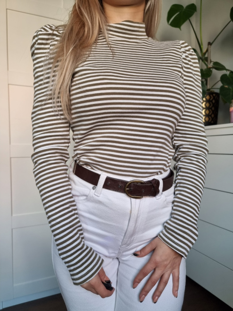 Striped cotton blouse with puffs Striped cotton blouse with puffs