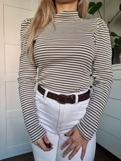 Striped cotton blouse with puffs Striped cotton blouse with puffs