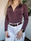 Feminine chocolate bodysuit with overlap lid