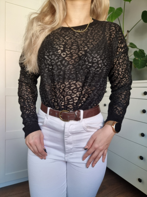 Panterkowa czarna bluzka roz M, na imprezę Panterkowa czarna bluzka roz M, na imprezę