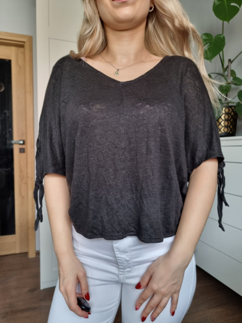 Ciemnoszara bluzka oversize 100% len Ciemnoszara bluzka oversize 100% len