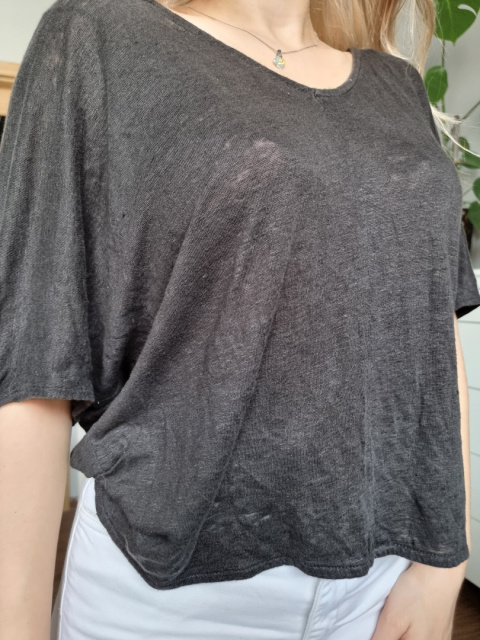 Ciemnoszara bluzka oversize 100% len Ciemnoszara bluzka oversize 100% len