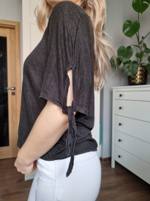 Ciemnoszara bluzka oversize 100% len Ciemnoszara bluzka oversize 100% len