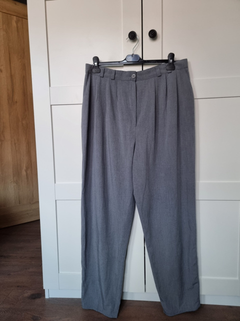 Szare melanżowe eleganckie spodnie, rozmiar 46/48 Szare melanżowe eleganckie spodnie, rozmiar 46/48