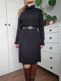 Black sweater dress with wool