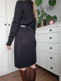 Black sweater dress with wool