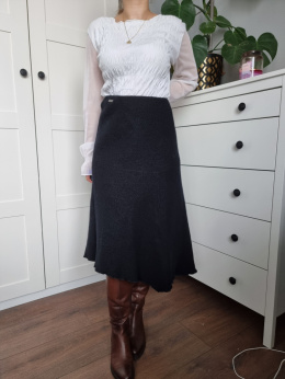 Black winter asymmetrical skirt 100% wool