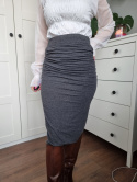 Grey ruched midi skirt