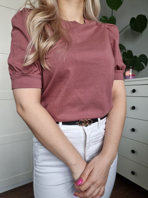 Damski Tshirt z bufkami bawełna organiczna, ciemny brudny róż Damski Tshirt z bufkami bawełna organiczna, ciemny brudny róż