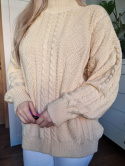 Sunny yellow sweater with a braided weave