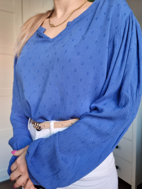 Kobaltová halenka s plumeti, velikost L Kobaltová halenka s plumeti, velikost L