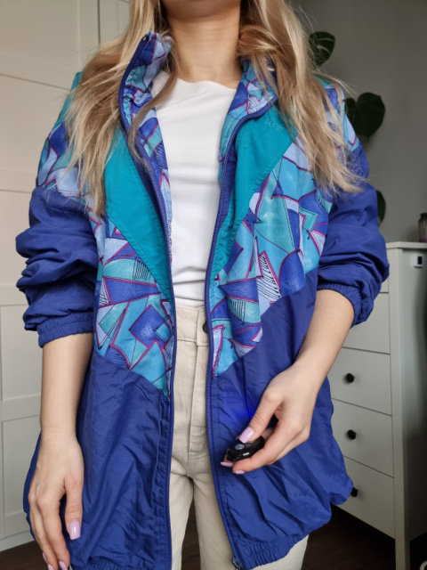 Niebieska wiatrówka vintag, r. XL Niebieska wiatrówka vintag, r. XL