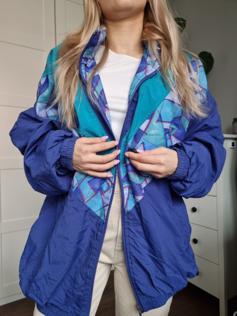 Niebieska wiatrówka vintag, r. XL Niebieska wiatrówka vintag, r. XL