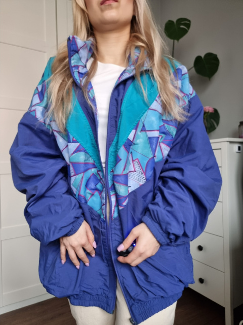 Niebieska wiatrówka vintag, r. XL Niebieska wiatrówka vintag, r. XL