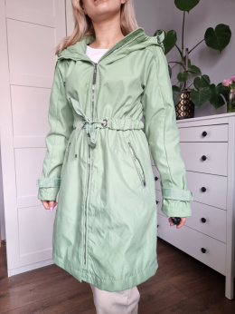 Green spring coat with a hood