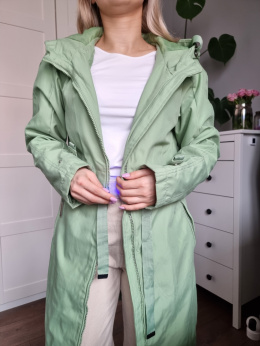 Green spring coat with a hood