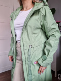 Green spring coat with a hood