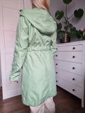 Green spring coat with a hood