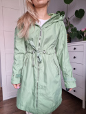 Green spring coat with a hood