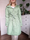 Green spring coat with a hood