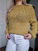Jasnozielony moherowy sweteter hand made, r. S/M