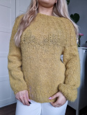 Jasnozielony moherowy sweteter hand made, r. S/M