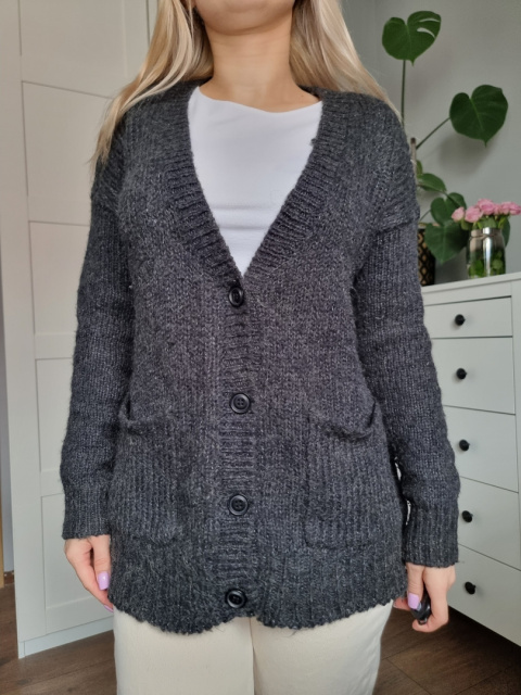 Ciemnozielony Melnażowy kardigan alpaka i wełna, Noa Noa, r. XS Ciemnozielony Melnażowy kardigan alpaka i wełna, Noa Noa, r. XS