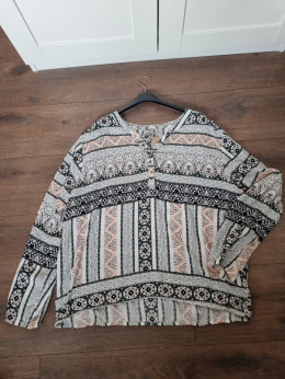 Koszula boho z guzikamia w pastelowe wzory, wiskoza, oversize