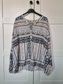 Koszula boho z guzikamia w pastelowe wzory, wiskoza, oversize