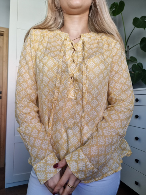 Żółta koszula boho z wiązaniem z przewiewnej bawełny, KappAhl, r. S Żółta koszula boho z wiązaniem z przewiewnej bawełny, KappAhl, r. S