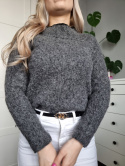 Gray wool sweater with trim