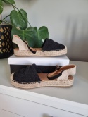 Black and beige espadrilles, lightweight, boho style