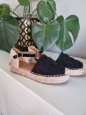 Black and beige espadrilles, lightweight, boho style