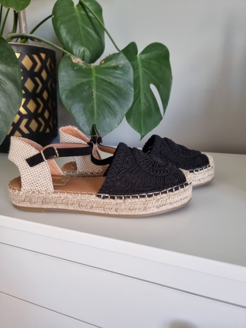 Czarno beżowe espadryle, lekkie, boho Czarno beżowe espadryle, lekkie, boho