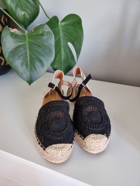 Czarno beżowe espadryle, lekkie, boho Czarno beżowe espadryle, lekkie, boho