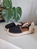 Black and beige espadrilles, lightweight, boho style