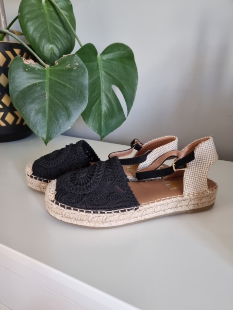 Czarno beżowe espadryle, lekkie, boho Czarno beżowe espadryle, lekkie, boho