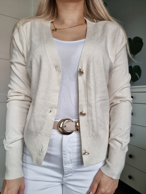 Elegancki kremowy sweterek / kargidan z wiskozą Elegancki kremowy sweterek / kargidan z wiskozą