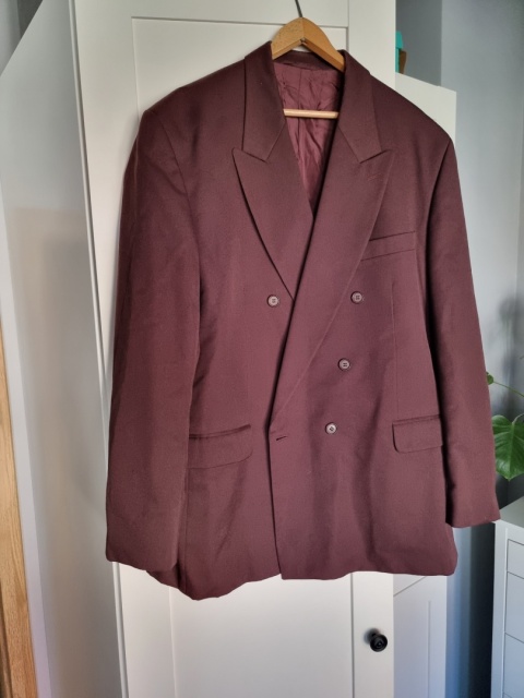 Burgundowa marynarka / żakiet plus size z wełną KINGSTON Burgundowa marynarka / żakiet plus size z wełną KINGSTON