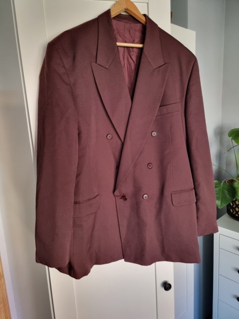 Burgundowa marynarka / żakiet plus size z wełną KINGSTON Burgundowa marynarka / żakiet plus size z wełną KINGSTON
