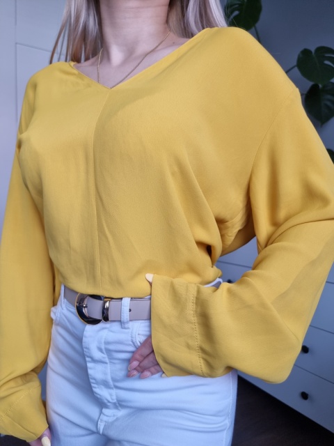 Piękna kanarkowa koszula, Zara, wiskoza, r. L Piękna kanarkowa koszula, Zara, wiskoza, r. L