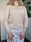 Cream light cotton sweater, pink M