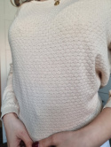 Cream light cotton sweater, pink M