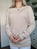 Cream light cotton sweater, pink M