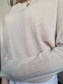 Cream light cotton sweater, pink M