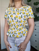 White blouse with lemons, cotton, size S