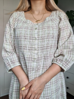 Bavlněná kostkovaná košile, pistáciově béžová