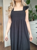 Black summer dress, viscose and linen blend, Selected Femme, size S